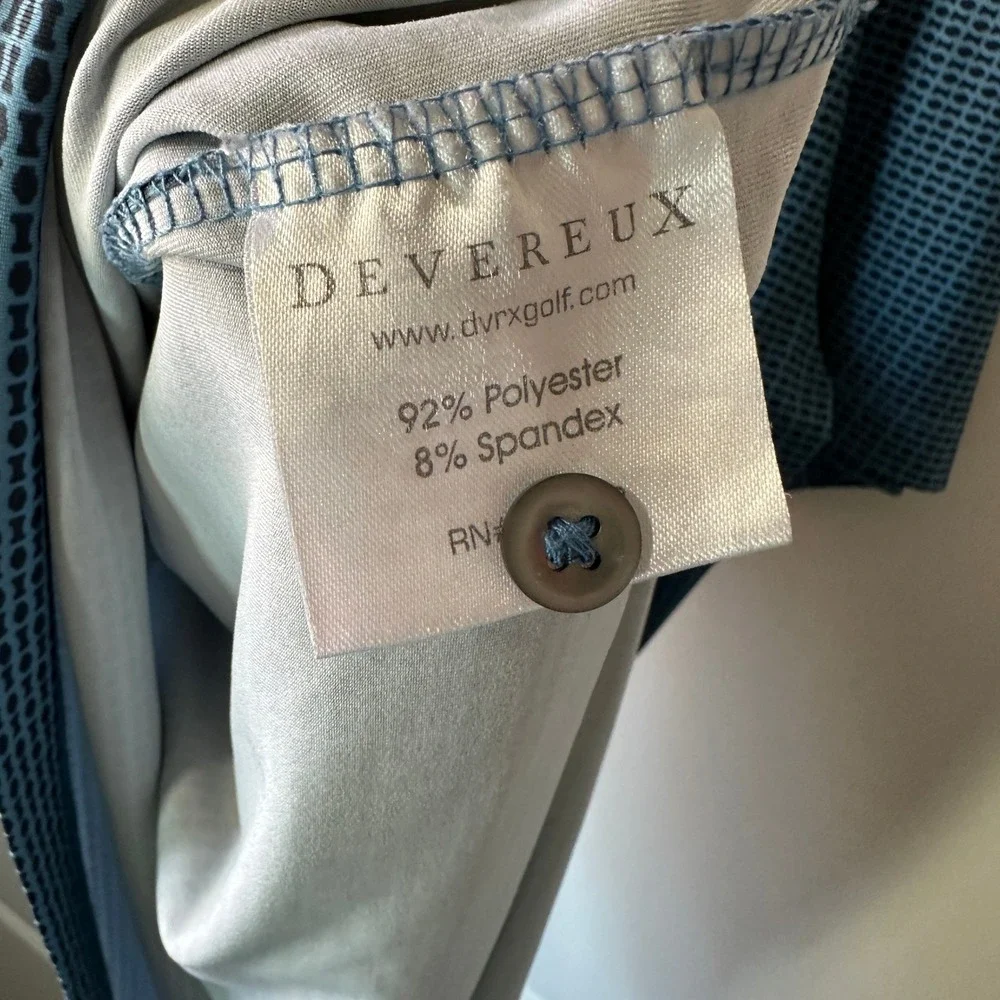 Devereux Golf Polo Shirt Moisture Wicking Blue Patterned Stripe Athletic Mens XL
